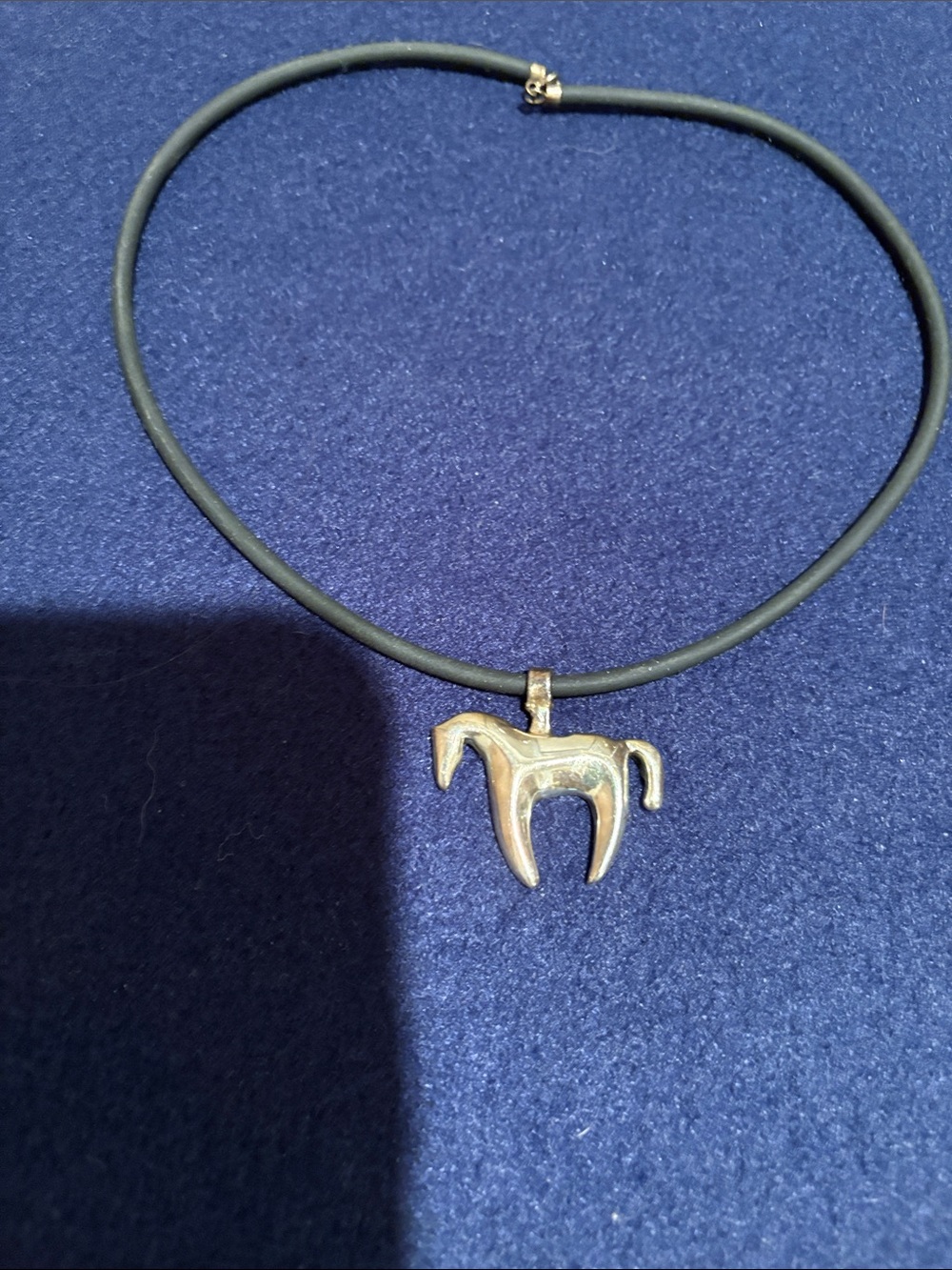 Unbranded silver tone Horse Pendant Necklace in Black Cord